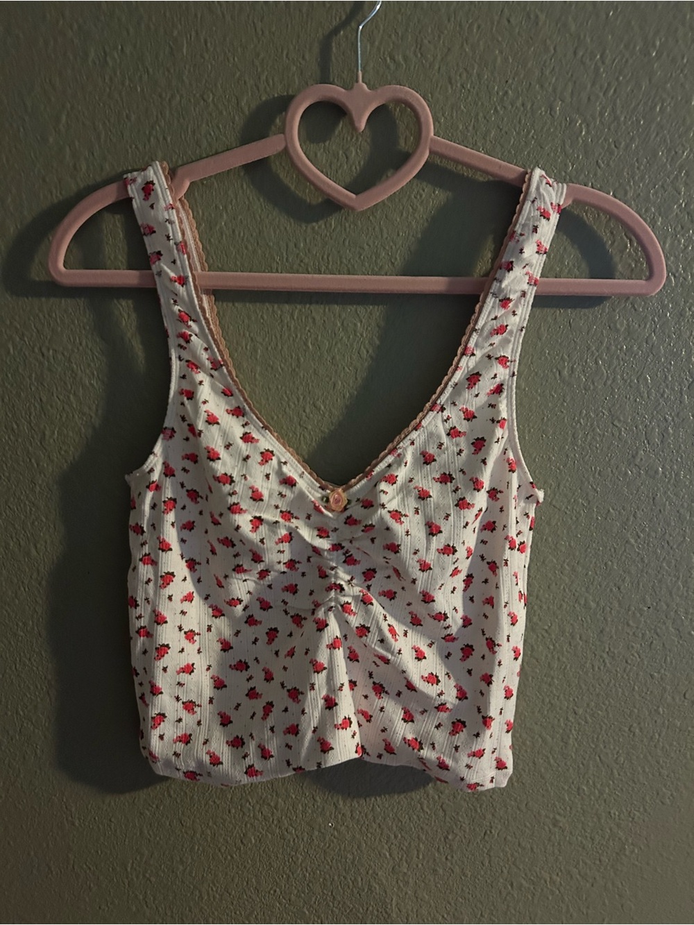 NWOT Free People Ivory Ribbed Floral V-Neck Crop Tank Top and pants pajama set
